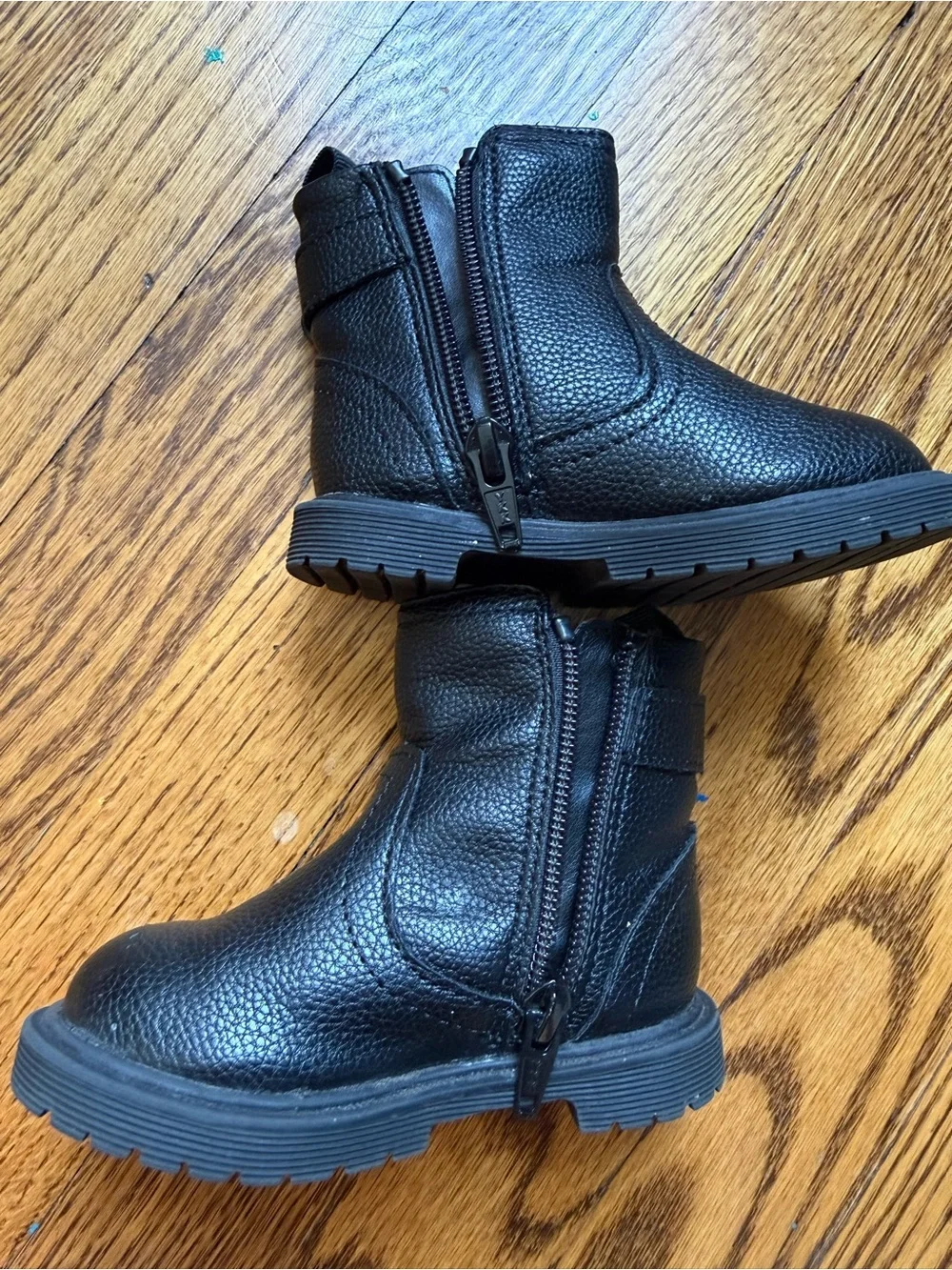 Baby Gap Girls Black Moto Biker Boots Side Zip Size 5 Toddler